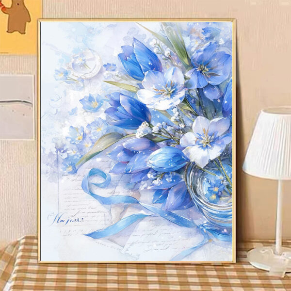 [ ice blue flower words ] Painting by Numbers