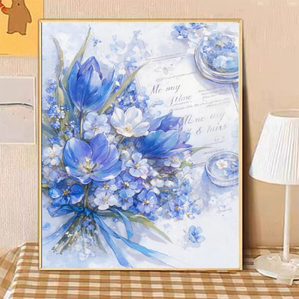 [ ice blue flower words ] Painting by Numbers