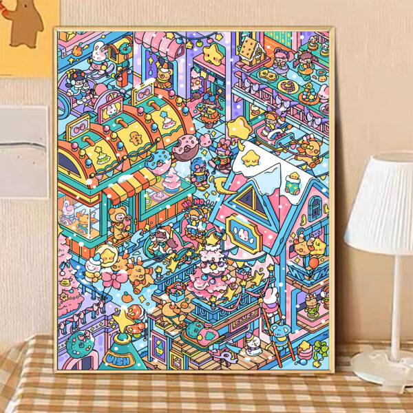 [snow village party] Painting by Numbers