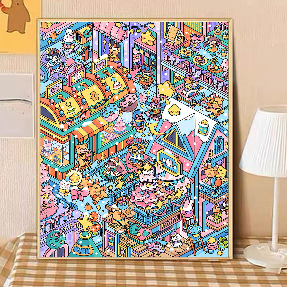 [snow village party] Painting by Numbers